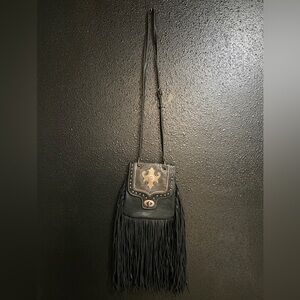 Long fringe leather purse